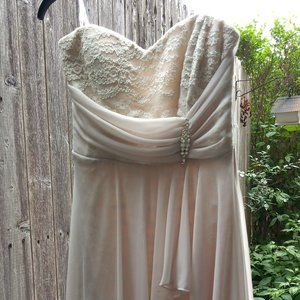 Teeze Me Cream Strapless Lace Dress - Size 5/6